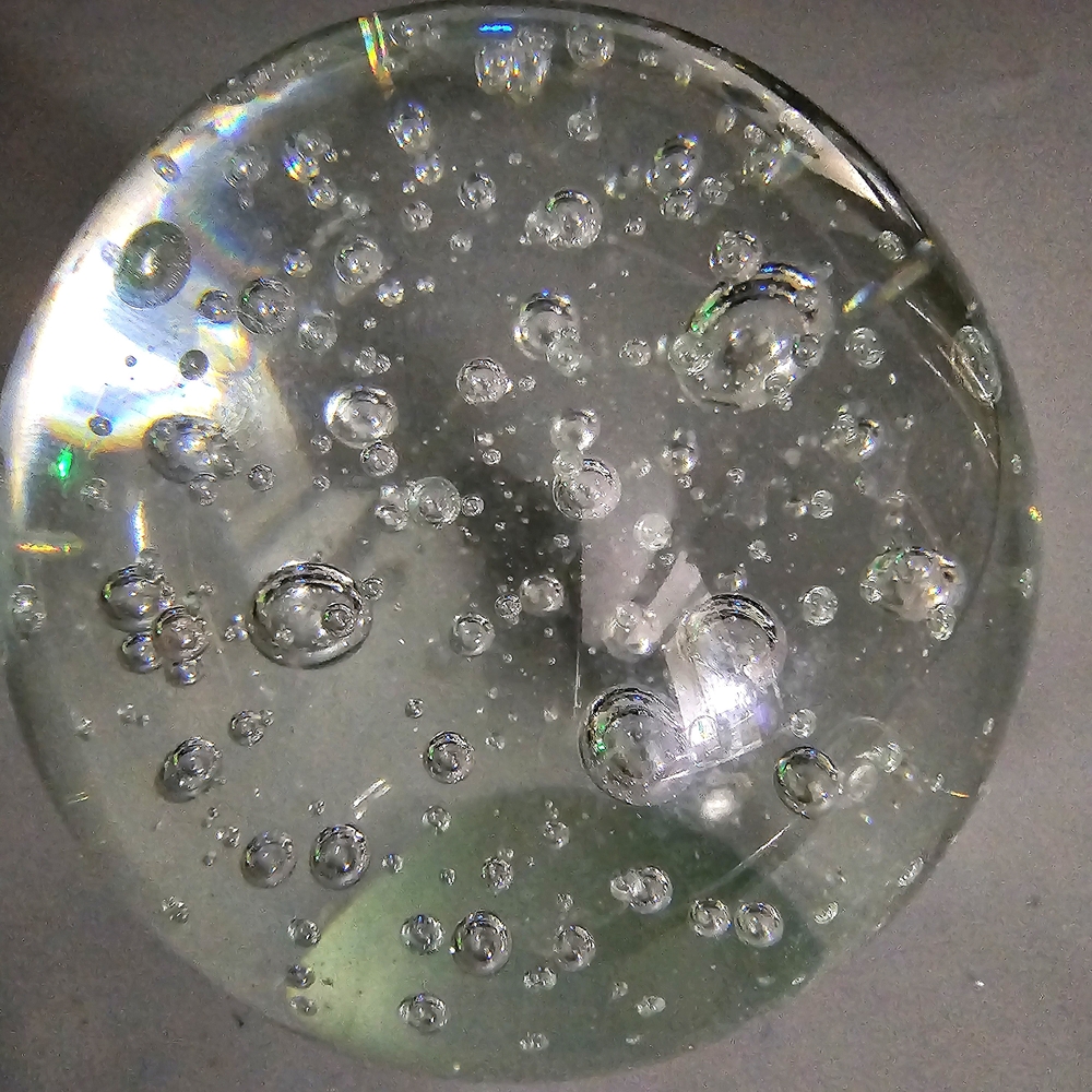 Vintage 70's Large Clear Glass Bubble Sphere Orb Ball